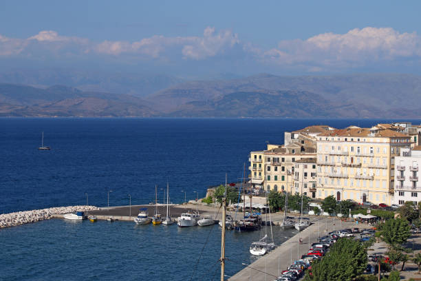 istock Corfu town port summer season 939514514