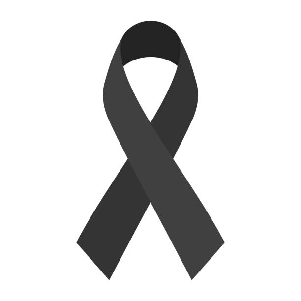 Black mourning ribbon isolated on white background. Flat style vector illustration Black mourning ribbon isolated on white background. Flat style vector illustration. death icon stock illustrations