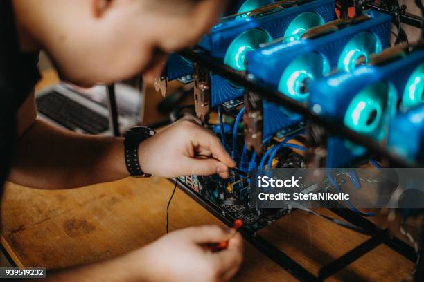 Man Mining For Bitcoin Stock Photo - Download Image Now - Cryptocurrency Mining, Data Mining, Administrator