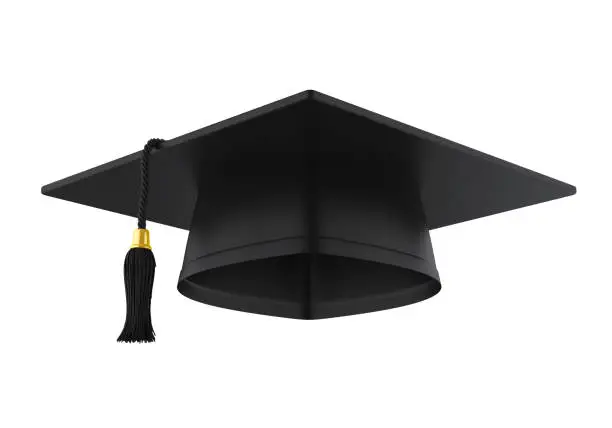 Graduation Cap isolated on white background. 3D render