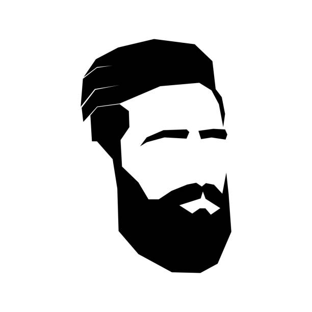 ilustrações de stock, clip art, desenhos animados e ícones de face of bearded man. sign for men's hair salon. hipster - full hair