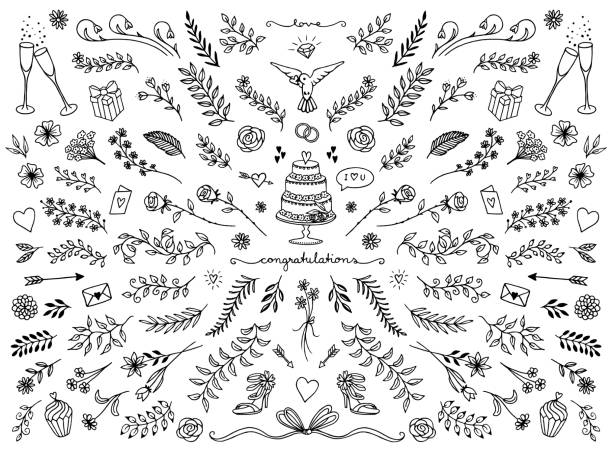 結婚式カード用花のデザイン要素 - symmetry happiness symbol wedding点のイラスト素材／クリップアート素材／マンガ素材／アイコン素材