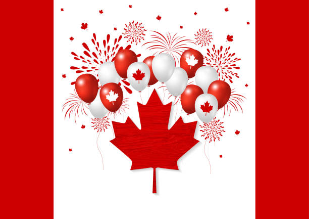 istock Canada day design of flag and balloon with firework vector illustration 939538140