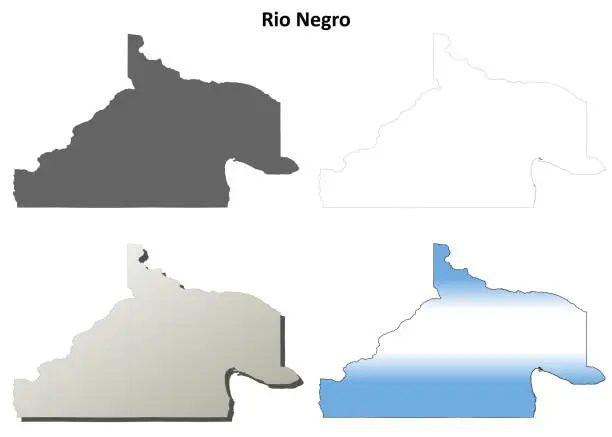 Vector illustration of Rio Negro blank outline map set