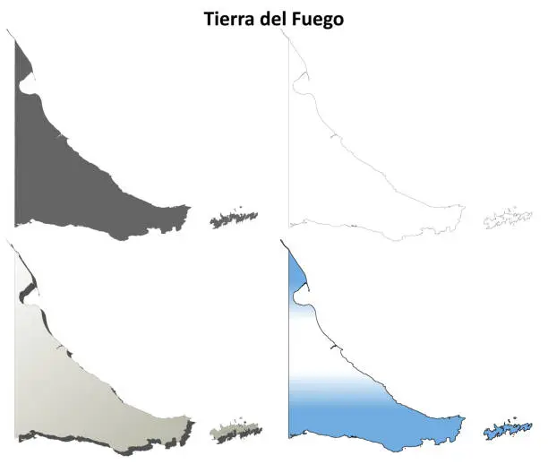 Vector illustration of Tierra del Fuego blank outline map set