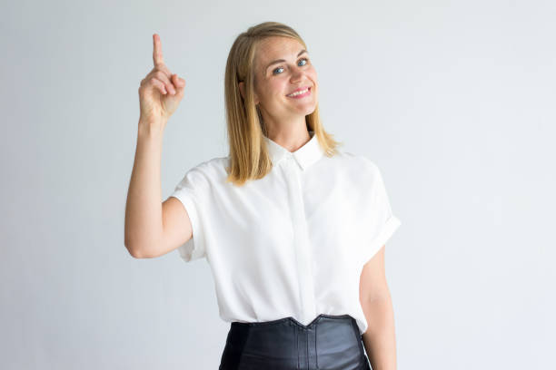 Portrait of happy businesswoman getting solution