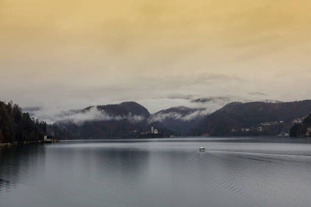 istock Bled lake and Bled lake island views, old town 939554710