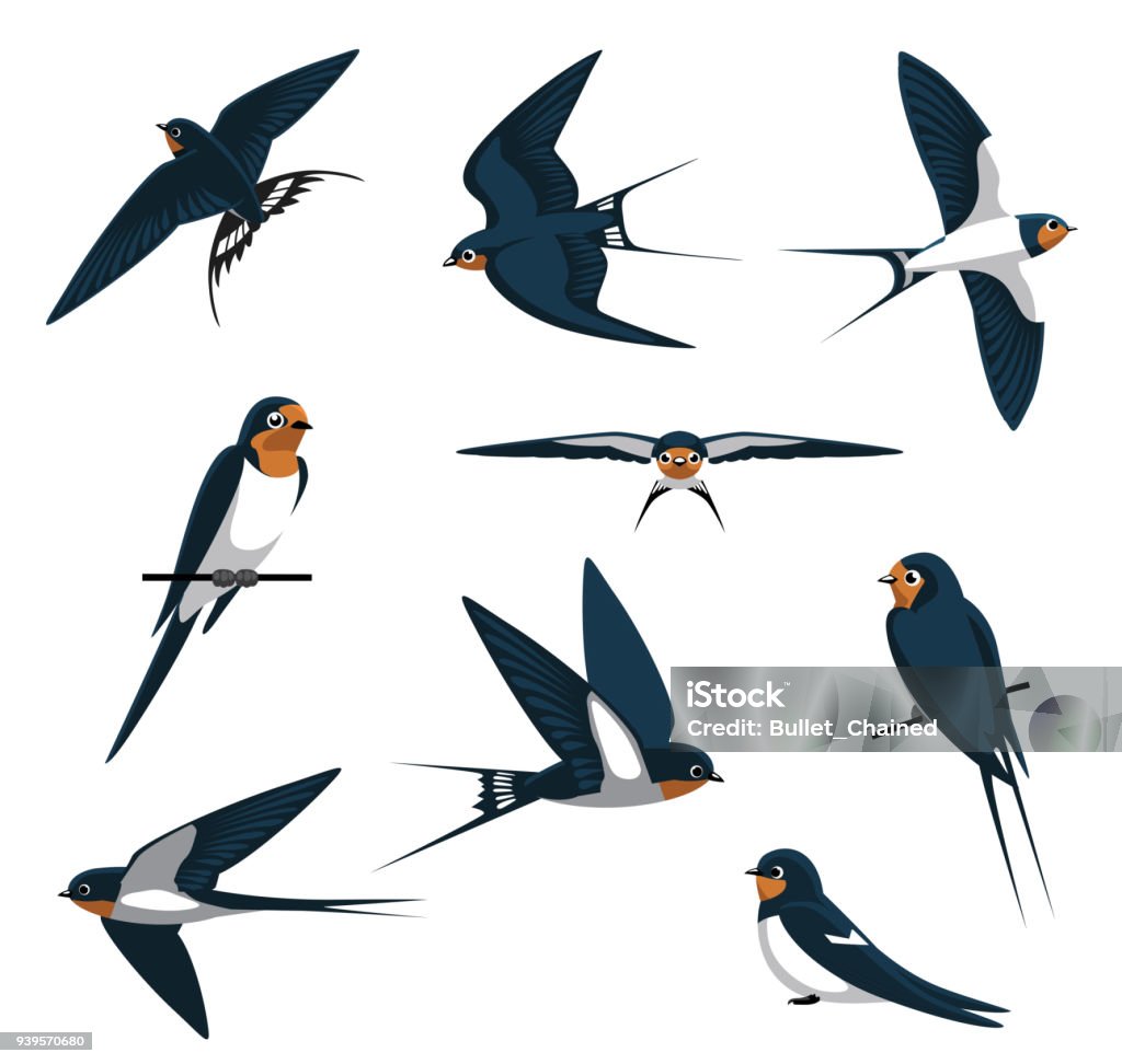 Barn Swallow Flying Cartoon Vector Illustration Animal Cartoon EPS10 File Format Bird stock vector