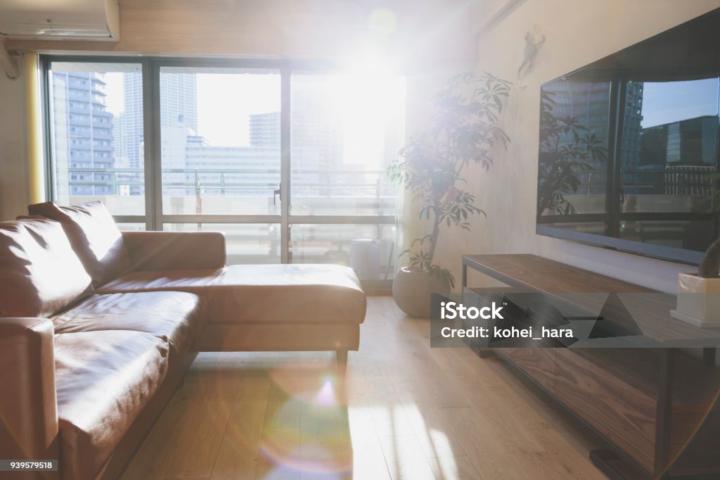 Interior of the living room Living room with sunlight in the afternoon Sunlight Stock Photo