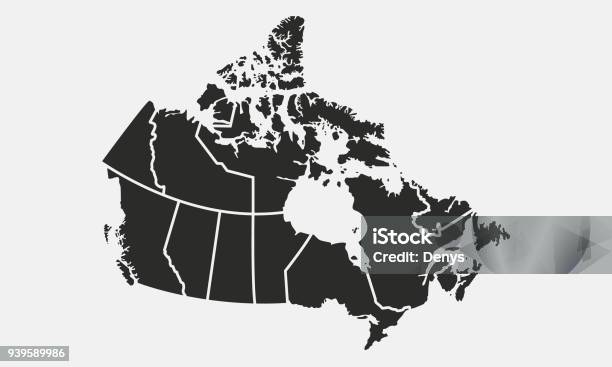 Mappa Del Canada Con Province E Territori Isolati Su Sfondo Bianco Illustrazione Vettoriale - Immagini vettoriali stock e altre immagini di Canada