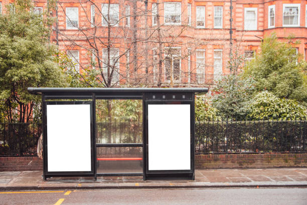 Blank billboards at bus station