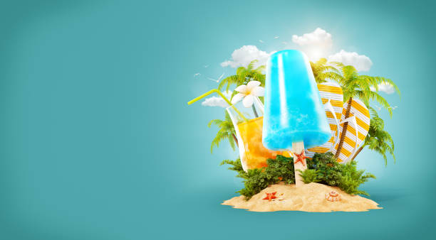 istock Refreshment ice cream and tropical palm 939597132