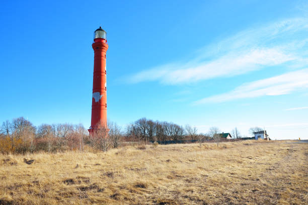 istock old red lighhouse in a yellow field 939597252