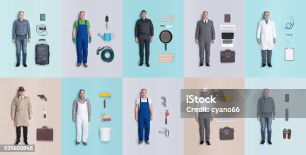 Lifelike Human Dolls Collection Stock Photo - Download Image Now - Various Occupations, Figurine, People