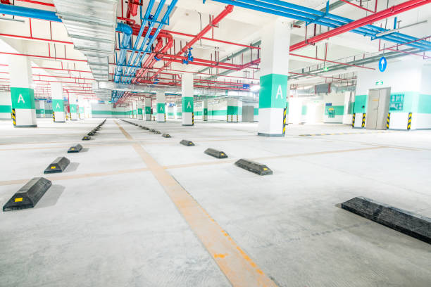 istock Underground parking lot and the water supply pipe 939606126