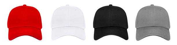 conjunto de cores do beisebol em branco cap 4 - baseball cap cap isolated nobody - fotografias e filmes do acervo