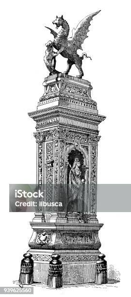 Antique Illustrations Of England Scotland And Ireland London Griffin Stock Illustration - Download Image Now