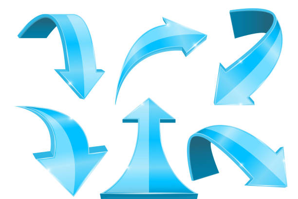 istock Blue arrows. Collection of curved web icons 939627444