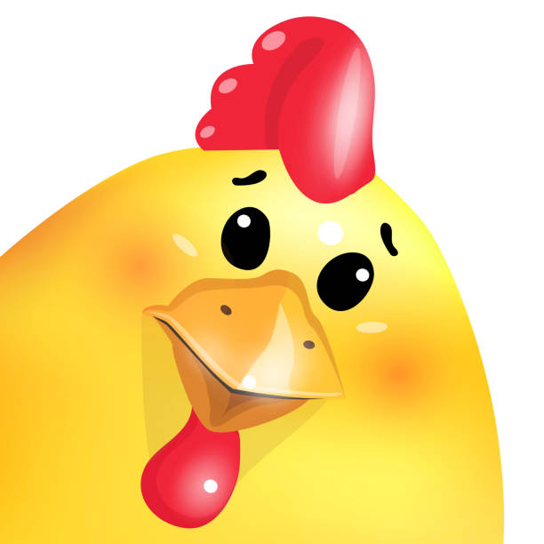 istock Sweet yellow chicken cartoon portrait on white background. 939637230