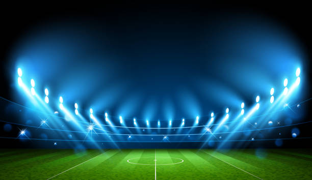 ilustraciones, imágenes clip art, dibujos animados e iconos de stock de campo de fútbol. estadio. vector de - football