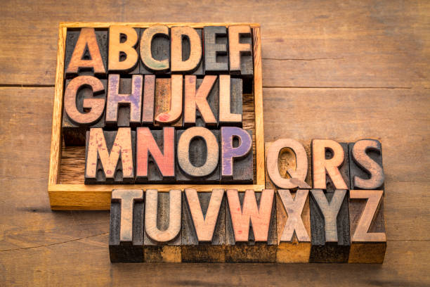 istock alphabet abstract in vintage wood type 939638646