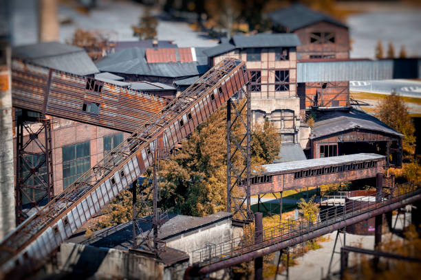 Tilt shift technique of the old closed coal mine, Ostrava, Czech Republic