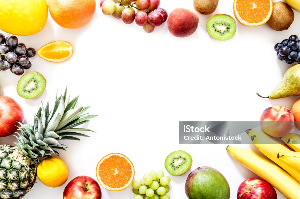 Frutti tropicali esotici isolati su sfondo bianco - Foto stock royalty-free di Frutta