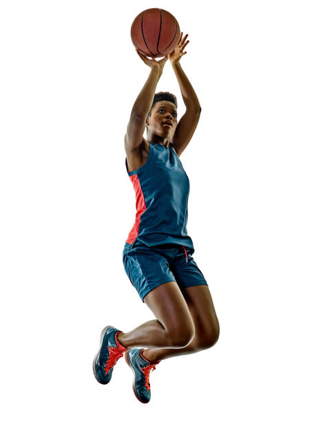 baloncesto los jugadores mujer adolescente chica aislada las sombras - woman athlete fotografías e imágenes de stock