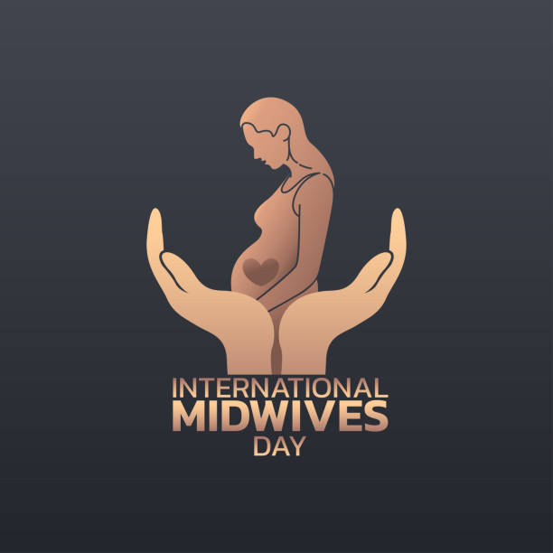 internationalen tag der hebammen-symbol-icon-design, vektor-illustration - midwife stock-grafiken, -clipart, -cartoons und -symbole