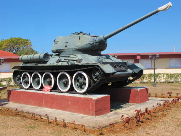 Old tank exposed in museum of Bay of Pigs skirmish Playa Giròn, Cuba - March 9, 2018: Old tank exposed outdoor in museum of Bay of Pigs skirmish bay of pigs invasion stock pictures, royalty-free photos & images