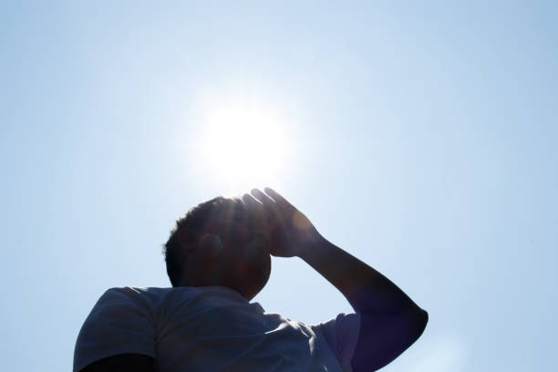 Young man and heat stroke.