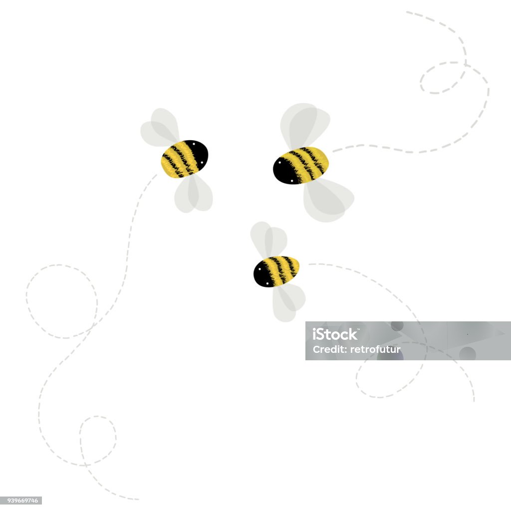 3 bee on white background vector illustration Bee stock vector