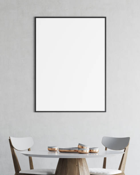 istock White and wooden minimalistic dining room, poster 939680496
