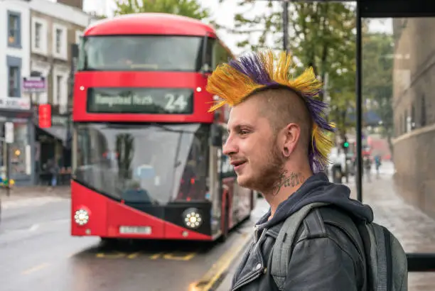 Photo of Punk in London, waiting for a bus