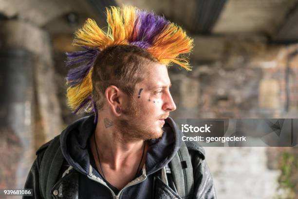 Punk Porträt Stockfoto und mehr Bilder von Punker - Punker, Haar, Rockmusiker