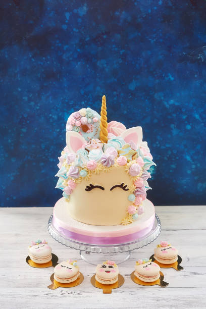 istock Colorful cake in shape of unicorn face 939681754