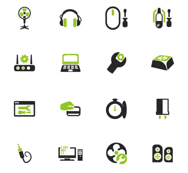 Vector illustration of Electronic repair icons set