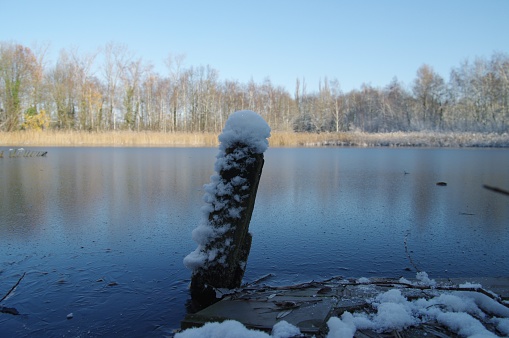 Lake in winter setting