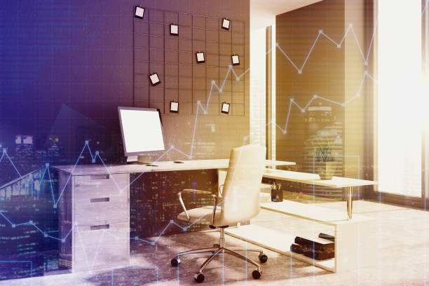 istock Gray office workplace, picture gallery toned 939694884