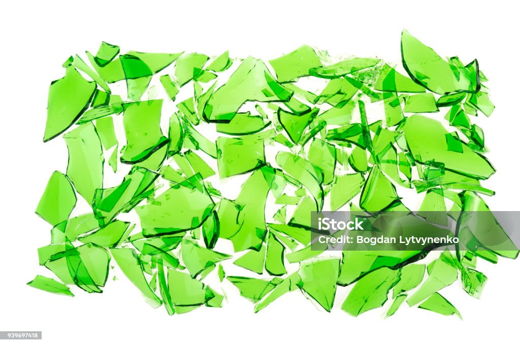 Photo libre de droit de Bris De Verre Vert Brisé Verre Isolé Sur Fond