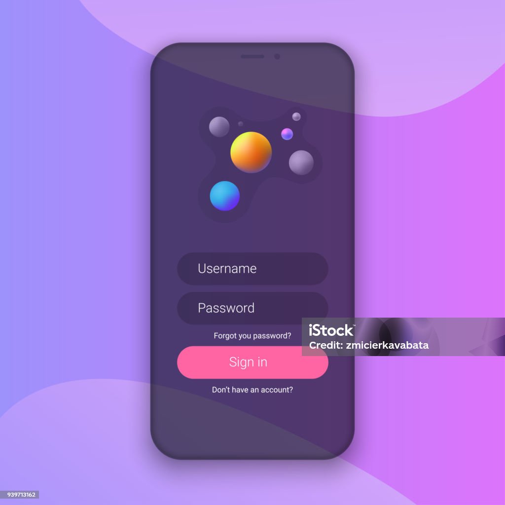 Sign In Screen Sign In Screen Clean Mobile Ui Design Concept Login Application With ...