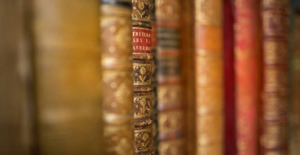istock Old leather bound books with a shallow depth of field 939720274