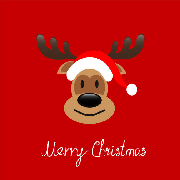istock Abstract Christmas Card Reindeer Face on Red Design, Stock Vector Illustration 939721906