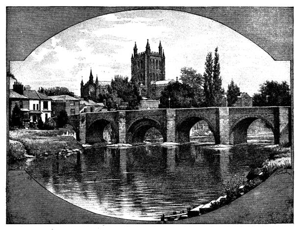 istock Antique illustrations of England, Scotland and Ireland: Hereford Cathedral 939722740