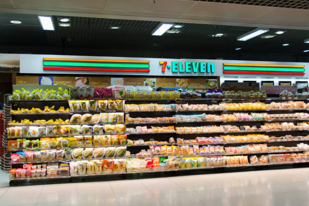 BANGKOK - MARCH 16, 2018 : 7-Eleven shop in Suvarnabhumi Airport. Thailand stock photo