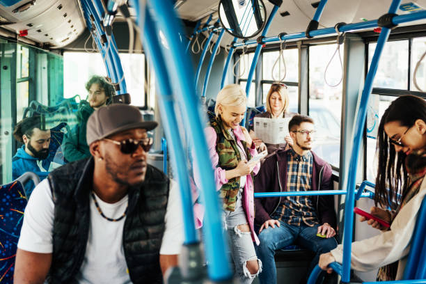 istock Multi ethnic group of people in the bus 939740984