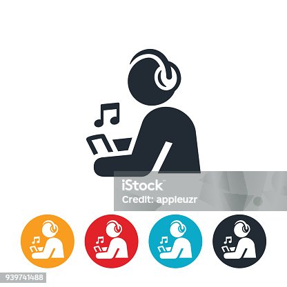 istock Person Listening to Music on Mobile Device Icon 939741488