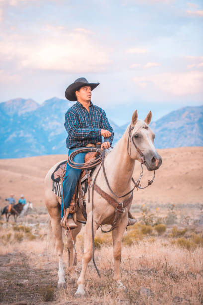 istock Cowboy riding a horse in nature 939750712
