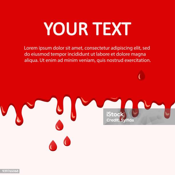 Blood Background With Place For Your Text Dripping Blood And Drops Flow Down Vector Illustration Stock Illustration - Download Image Now