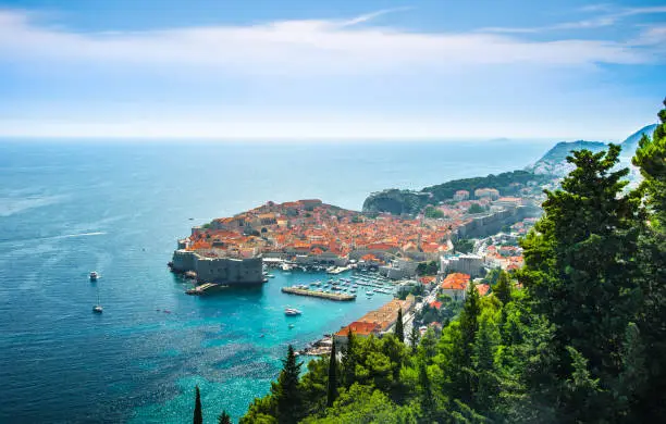 Stunning panorama of Dubrovnik with old town and Adriatic sea,Dalmatia,Croatia,Europe